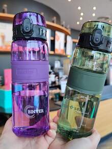 1pc 500ml Portable Plastic Water Bottle, Modern Transparent Sports Water Bottle, Suitable For Outdoor Use - Purple - View 4