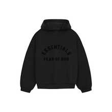 Fear Of God Essentials SS24 Drop2 Nylon Fleece Hoodie, Letter Print Hooded Fleece Pullover, American Heavyweight Sweatshirt, Jet Black. - Dark Blue-black - View 15