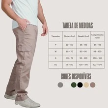 Kit Of 3 Men's Cargo Pants, Tactical Twill, Casual Streetwear, Military Style, Functional Pockets, For Daily Use, Work, Adventure, Urban Fashion - GRAY - GREEN - LIGHT BROWN - View 2