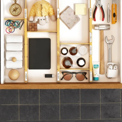 Bamboo Drawer Dividers With Inserts And Labels, Kitchen Adjustable Drawer Organizers, Expandable Organization For Home, Office, Dressers, 4 Dividers With 9 Inserts (17"-22" Natural)