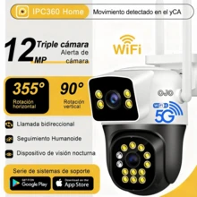 1pc Cámara de Vigilancia Blanca, 12MP Doble Lente 2 Pantallas, WiFi Dual 2.4G/5G, Zoom 12X, Seguimiento Automático, IP66 Impermeable, Visión Nocturna Color, Audio Bidireccional, para Hogar/Patio/Jardín, Ideal para Familias/Propietarios, Adaptador + Manual en Español - Tipo de Enchufe A USA (110-127V) - Ver 2