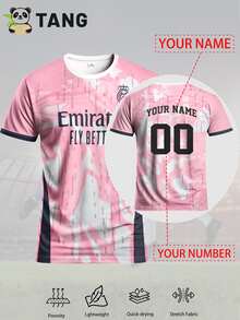 Customized La Liga Men's Football Jersey, Comfortable Round Neck Sports Sweatshirt, Suitable For Football Training, Casual Wear, And Gift