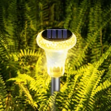 2/6/12 piezas Luces solares de jardín para exteriores - Luces de paisaje LED de acero inoxidable, con soporte de cristal, disponibles en blanco, blanco cálido y luces de color, luz cálida alimentada por energía solar, instalación semi-empotrada, plástico duradero - Unitalla - Ver 1