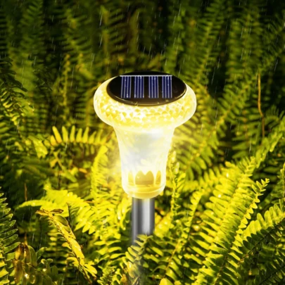 2/6/12pcs Outdoor Solar Garden Lights - Stainless Steel LED Landscape Lights, With Crystal Stand, Available In White, Warm White And Color Lights, Solar Powered Warm Light, Semi-Recessed Installation, Durable Plastic