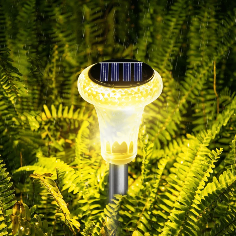 2/6/12 piezas Luces solares de jardín para exteriores - Luces de paisaje LED de acero inoxidable, con soporte de cristal, disponibles en blanco, blanco cálido y luces de color, luz cálida alimentada por energía solar, instalación semi-empotrada, plástico duradero - Unitalla - Ver 1
