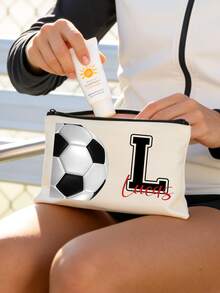 Personalized Embroidered Thin Cotton Cosmetic Bag, Bridesmaid Gift, Bridal Party Gift, Women's Gift, Customized Toiletry Bag, Makeup Bag, Personalized Makeup Bag With Name, Customized Makeup Bag Storage Pouch, Letter Embroidered Makeup Bag, Bridesmaid Gift Box, Multi-Functional, Decorative, Monogram - Multicolor - View 9