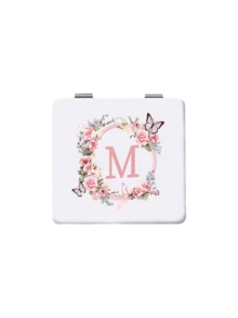1pc Romantic Floral & Letter A-Z Series Compact Vanity Mirror, Foldable Lightweight Ultra-Thin Portable Hand Mirror, Silver Nano Electroplated Frame, Delicate Details, Suitable For All Occasions And People, Foldable Square Shape For Easy Carrying,For Daily Use, Travel, Party, Gift - Perfect For Women, Girls - Multicolor - View 9