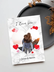 1pc Customized Spring/Valentine's Day Photo Card, "I Love You" Photo Card | Valentine's Day Card | Personalized Card, Couple Gift, Anniversary Card, Gift For Her