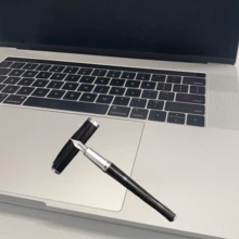 1pc Black & Silver Metal Calligraphy F-Nib Ballpoint Pen, Business Gift Set With Box & Bag, Classic Luxury Design, Student/Teacher Gift, Back To School Essential - Liya Black Silver - View 5