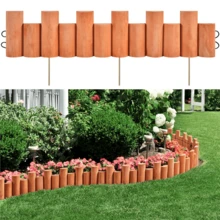 Butterslay 2PCS Garden Fences Wooden Landscape Border Edging Outdoor Short Fence Garden Log Rolls For Decorative Courtyard Patio Pathway, Brown - màu nâu - Xem 3