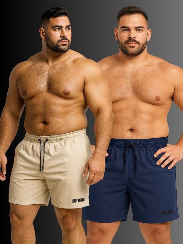 Kit 2 Bermuda Tactel com Elastano Plus Size G1 ao G3 Masculina Run Training | Praia Casual Treino Verão  Primavera / Outono  Shorts Calção