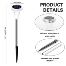 2/6/12 piezas Luces solares de jardín para exteriores - Luces de paisaje LED de acero inoxidable, con soporte de cristal, disponibles en blanco, blanco cálido y luces de color, luz cálida alimentada por energía solar, instalación semi-empotrada, plástico duradero - Unitalla - Ver 2