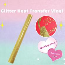 1 Roll Glitter/Glossy Glitter/Glitter PUFF Heat Transfer Vinyl Roll - Sparkle Glitter For T-Shirt Fabric Iron-On Transfers - Gold-gLI002 - View 12