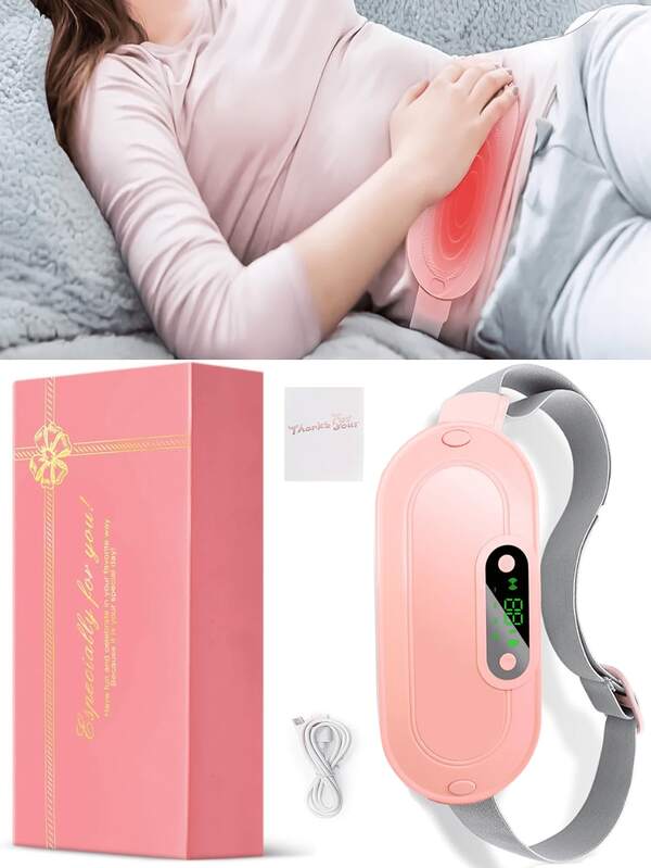 Portable Cordless Heating Pad & Massager For Women |   3-Second Fast Heating For Period Cramps & Lower Back Pain Relief |   Overheat Auto-Shutoff, 3 Heat Levels & 4 Massage Modes |   Ideal Valentine's Day Gift(White)