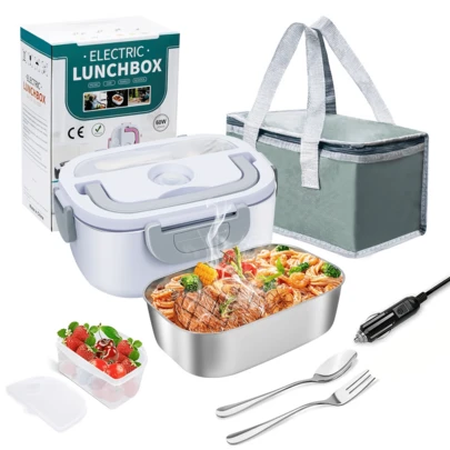 1.5L 3-In-1 Portable Electric Heated Lunch Box With Insulated Lunch Bag, Suitable For Heating Lunch At Work, Car/Truck, Quick Heating