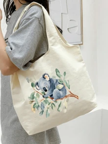 Multifunctional Vest-Style Shoulder Bag With A Cute Koala Pattern In A Watercolor Style, Large Capacity Women Handbags Folding Reusable Shopper Bag Travel Grocery Bag, Makeup Bag, Lightweight Storage Bag, For Storing Commuting Items, Cosmetics - Multicolor - View 3