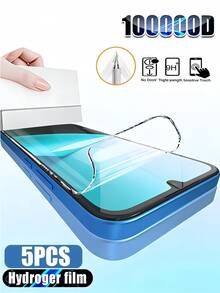 5PCS HD Hydrogel Film Screen Protection Film [Not Glass] Compatible With Samsung Galaxy S26 A57 A37/Compatible With Xiaomi 15T Poco X7 Pro/ Note 15 /Compatible With IPhone 17 Pro Max 16/Honor X9D And More Models Mobile Phones, Birthday Gifts, Mobile Phone Screen Protection Film For Family And Friends, Mobile Phone Accessories, Waterproof, Shockproof, Fall Proof, Fingerprint Proof, Full Coverage, Automatic Scratch Repair, Round Edge Dust-Proof Design, Easy To Stick And Scratch Resistant. - Clear - View 11