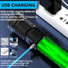 Flashlights High Lumens Rechargeable 980,000L, 2 Packs Super Bright LED Tactical Flashlight, Powerful Handheld Flash Light With 7 Modes, Zoomable, Side Light, Waterproof For Home Emergency, Camping - 黑色 - 查看 6