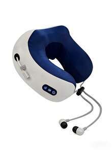 Almohada eléctrica de masaje en forma de U de 1200mAh, relaja los músculos, simula el masaje de cuello y manos, para descanso en el hogar, trabajo de oficina, viajes de larga distancia, regalo para mujeres, hombres y familias - Azul Marino - Ver 10