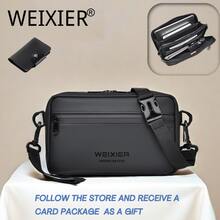 WEIXIER 1 件斜挎包、单肩包、腰包、手提包、运动包、钱包和卡夹、织物、多个隔层和口袋、可调节肩带、徒步旅行圣诞节冬季礼物腰包手提包黑色包节日必需品露营单肩包夏季返校包斜挎包春季学校用品单肩包迷你包小包钱包 - 黑色 - 查看 13