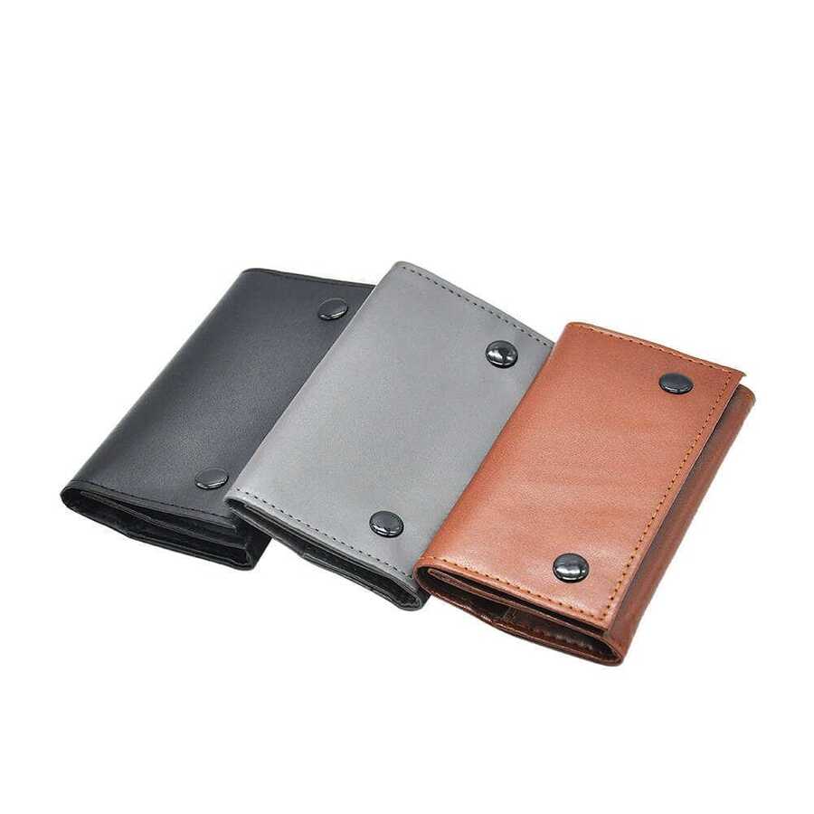1pc New PU Leather Tobacco Pouch, 3-Layer Soft Leather With Hidden Buckle, Waterproof Imitation Leather Tobacco Bag, Humidor Pipe Bag, Portable Retro Hand-Rolled Tobacco Pouch