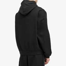 Fear Of God Essentials SS24 Drop2 Nylon Fleece Hoodie, Letter Print Hooded Fleece Pullover, American Heavyweight Sweatshirt, Jet Black. - Dark Blue-black - View 5