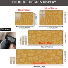 1pc Daisy Pattern Printed Linen Kitchen Rug, Doormat, Bath Mat, Hallway Mat, 3D Floral Rectangle Carpet For Living Room, Bedroom, Corridor, Bathroom, Laundry Room - Polyester, Indoor Outdoor Home Decor - Coffee Brown - View 11