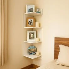 Estante de Canto MDF Moderna | Decoração Funcional e Prática para Sua Sala - Branco - Visão 4