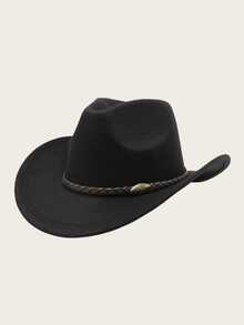 1 pieza Sombrero de fieltro estilo vaquero unisex, sombrero casual de ala ancha estilo western, sombrero de fiesta de jazz hecho a mano con diseño tejido de ojo - Multicolor - Ver 25