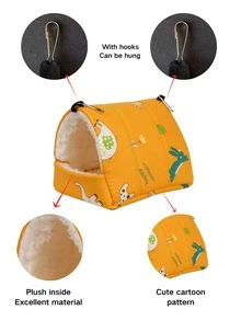 1 pezzo Letto per animali domestici in lana stampata a triangolo, adatto per pappagalli, criceti, cincillà, scoiattoli, letto per animali domestici autunno/inverno. Con design gancio appeso, morbido, traspirante e caldo, utilizzabile in tutte le stagioni. - Giallo - Visualizzare 3