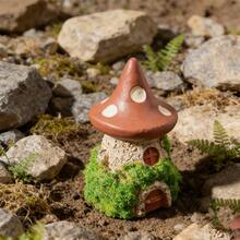 4件套迷你童话花园小屋套装 - 树脂微型小屋，适用于玻璃容器、娃娃屋微缩模型和桌面装饰 - 乡村风格迷你小屋雕塑，仙女花园，家居办公室展示收藏品 - 彩色 - 查看 6