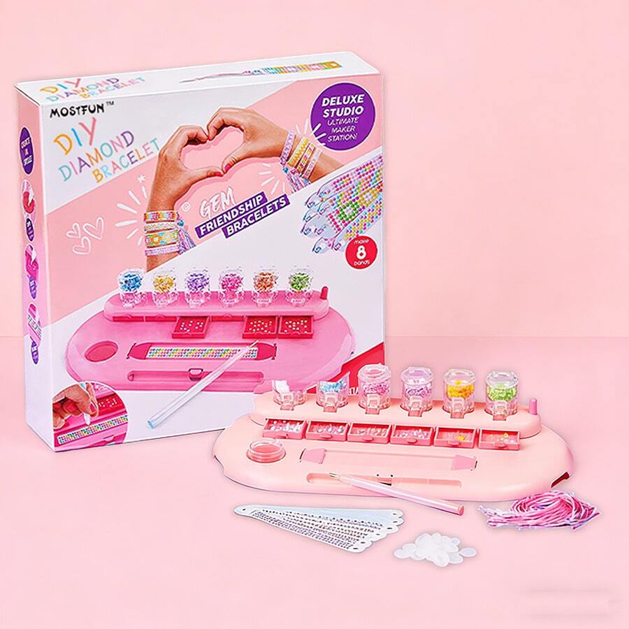 Kit de Pulseira de Diamante DIY, Pulseira de Contas Feita à Mão para Melhores Amigas, Conjunto de Artesanato de Contas Feminino, Caixa de Presente, Conjunto de Presente para Melhor Amiga/Irmã, Conjunto de Presente de Feriado - Multicolorido - Visão 1