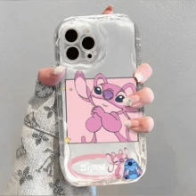 Disney What Lilo And Stitch Patterned Phone Case Featuring Cute Characters And Star Accents. Compatible With IPhone 17, 16, 15, 14, 13, 12, And 11 Pro Models, With Shockproof Protection. A Delightful Gift For Family, Friends, Birthdays, Spring Festival, Holidays, Boyfriends, Girlfriends, And Valentine's Day. - trắng - Xem 4