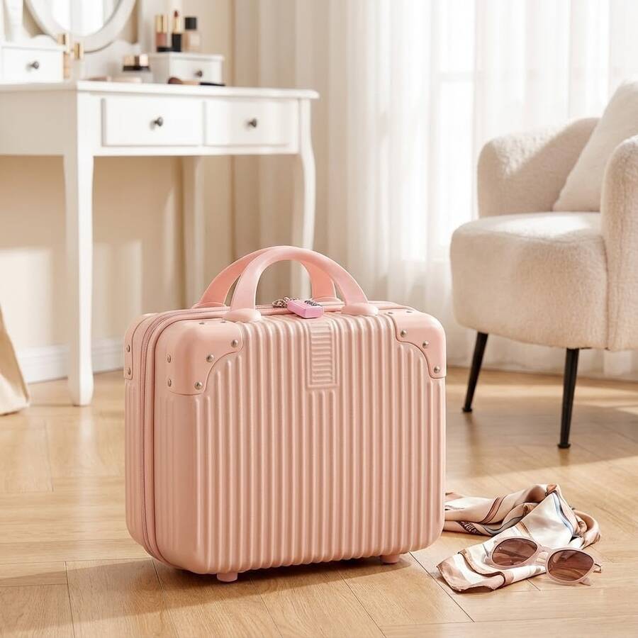 14英寸耐用迷你化妆箱，旅行收纳盒，礼品包装，小型行李箱，婚礼回礼，通勤随身行李，民宿装饰，实用畅销收纳必备品 - 彩色 - 查看 1