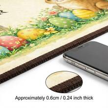 1 pieza Felpudo de bienvenida con diseño de conejo, alfombra de entrada al aire libre con tema de Pascua - Multicolor - Ver 3