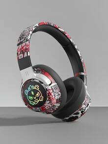 Graffiti Style Wireless Bluetooth Gaming Headphones With RGB LED Lights: 3D Surround Sound & Deep Bass For Teens - Memory Foam Ear Cushions, 40H Playtime, Compatible With PC/Phone - Perfect For Esports, School, Travel & Holiday Gifts - Black - View 11
