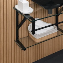 Complete Bathroom Set 40cm: Cabinet + Luxury Glass Sink - Choose Your Color - Minimalist Style For Powder Rooms - 黑色 - 查看 3