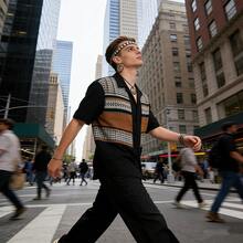 Halloween Party Leopard Print & Peace Sign Jewelry Set - Headband + Necklace + Earrings + Braided Bracelet, Retro Chic Accessories, Fashion Holiday Gift - Multicolor - View 4