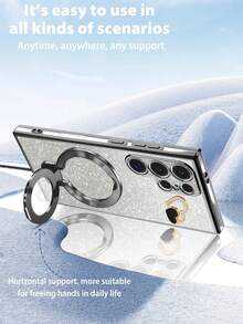 一套心形钻石+新款CD图案折叠支架+电镀保护壳，适用于Infinix Zero 30/Pop/Camon/Smart系列，兼容 11/12/13/14/15 Pro Max、S22/23/24+、OPPO、VIVO、Redmi 13C+、Moto G、Redmi Note 13C/12/11 Pro、畅享20/30/40/50/60/70、荣耀90/80/70/60/50、X9/X8/X7/X6/X5，防摔，全新电镀工艺 - 黑色 - 查看 5