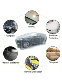 Universal Full Vehicle Cover - Disposable PE Protective Dust And Rain Shield For Hatchback Cars, High Permeability, Convenient - A - View 5
