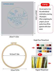 Bộ thêu tay DIY họa tiết hoa đào, kích thước 20x20 cm/7.9x7.9 inch, phù hợp cho người lớn mới bắt đầu, bao gồm vải thêu, sách hướng dẫn, khung thêu, kim và chỉ. Có thể dùng làm quà Giáng sinh cho bạn bè hoặc gia đình, thích hợp để trang trí đồ nội thất, văn phòng hoặc làm tác phẩm nghệ thuật thủ công. - A - Xem 3