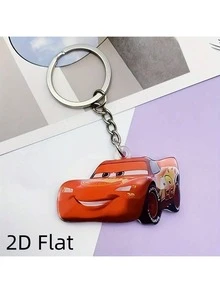 2D闪电汽车钥匙扣 - 耐用亚克力卡通钥匙扣，色彩鲜艳，造型可爱，适合挂在钱包、手提包和背包上 - 是圣诞节装饰、情人节、开斋节、狂欢节礼物和背包配件的完美之选 - 彩色 - 查看 4