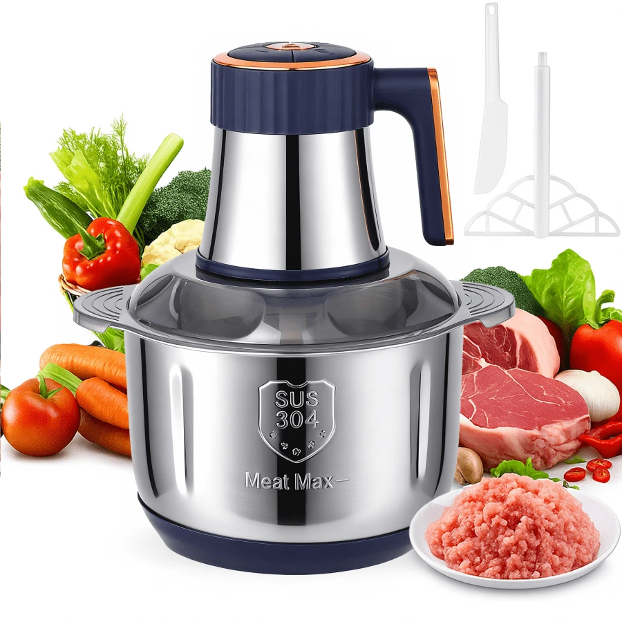 Senmeo 1.32Gal 500W Food Processor, 5-Speed Electric Meat Grinder With 6 Dual-Layer Blades, Multifunctional For Juicing/Kneading/Meat/Vegetables/Nuts – Blue, Great For New Year & Winter Cooking - 查看 1