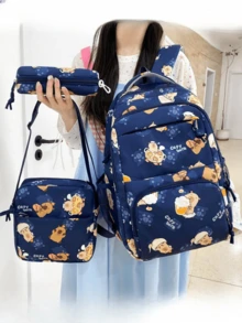 New Cartoon Cute Capybara Fashionable Versatile Large Capacity Comfortable Minimalist Backpack, Suitable For Various Occasions - Navy Blue - View 6
