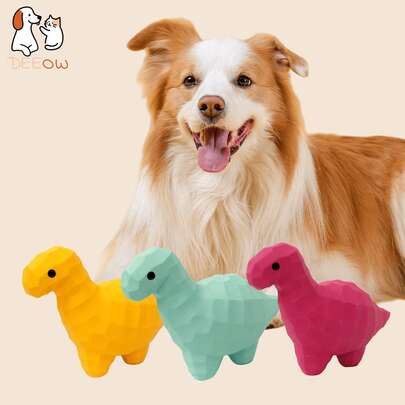 Deeow 三件套彩色恐龙造型宠物玩具——狗狗梦寐以求的玩伴！这些玩具趣味十足，会发出吱吱声，互动性强，而且非常耐啃咬，能让狗狗玩得不亦乐乎。适合各种体型的小型至中型犬，按压或啃咬时都会发出吱吱声，是狗狗打发无聊时光的理想伙伴。每个家庭都应该拥有这款宠物玩具——送给您可爱的毛茸茸朋友一份贴心的礼物，它一定会爱不释手！