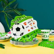 1 Set Of 25 Disposable Soccer Flower Shaped Plates, Napkins, Cups - One-Time Party Supplies Suitable For Birthday, Wedding, Theme Party, Family Picnic - Multicolor - View 3