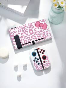 1pc Purple Leopard Spot Bow Print Protective Case, Compatible With New Switch 2 (2025), Switch NS/Switch OLED/Lite, Suitable For Switch 2 Game Console Accessories, Family Pack, Storage Case With Card Slots, Switch Protective Cover, White/Pink, Romantic Gift For Switch Players - Multicolor - View 22