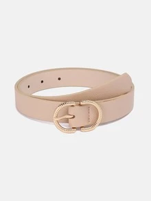 1pc Solid Color Casual PU (Polyurethane) Decorative Belt For Women, Suitable For Daily Use With Double D-Ring Buckle - A - View 19
