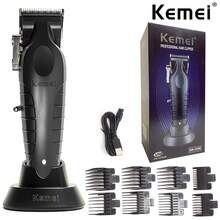 Kemei 科美电动理发器 KM-2296，带底座，USB接口，油头雕刻，适用于美发沙龙、理发店等，节日礼物 - 黑色 - 查看 1