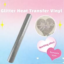 1卷闪亮/闪光乙烯基卷材 - 闪闪发光，适用于T恤面料热压转印 - 銀色 - 查看 6